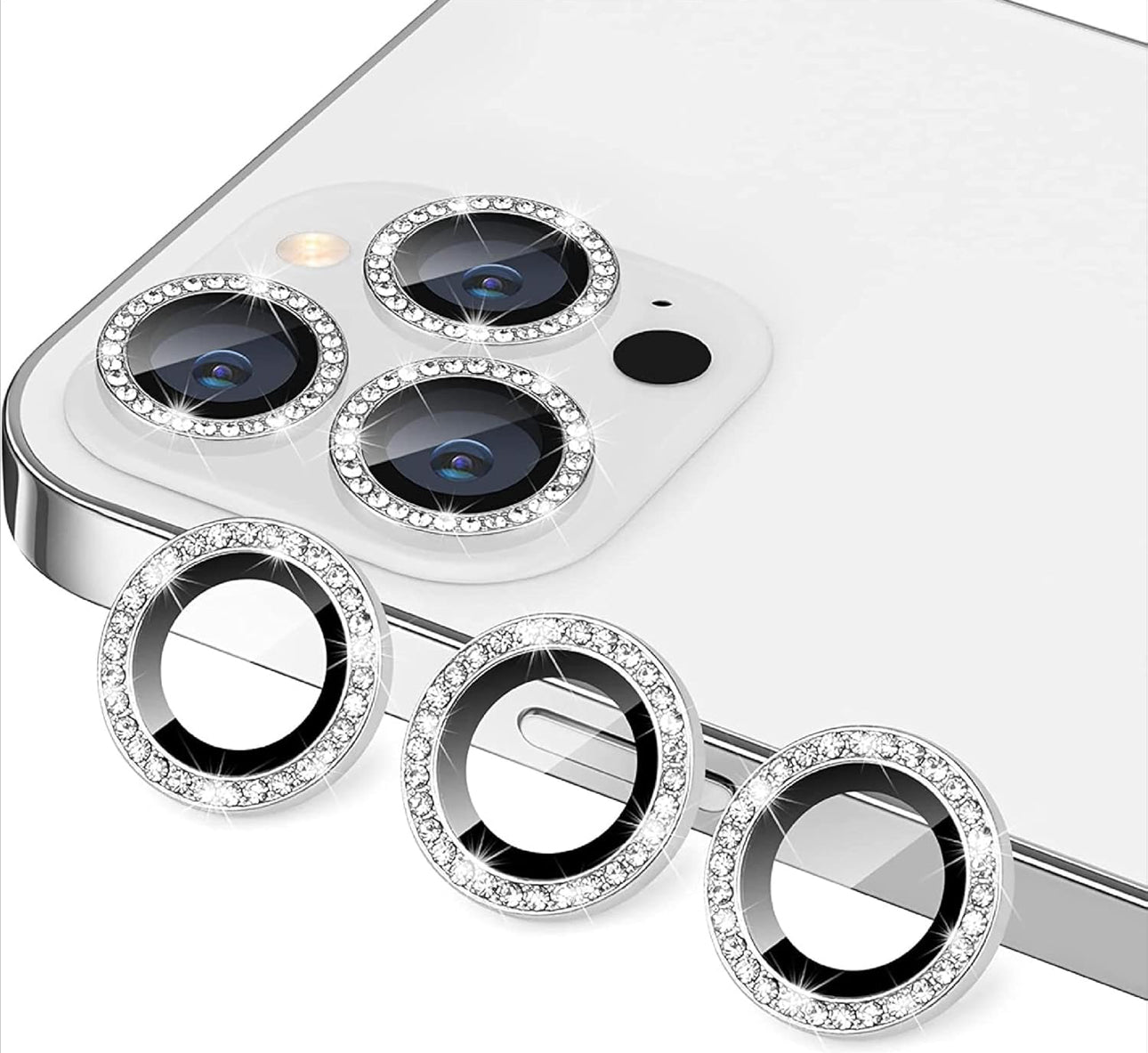 Crystal Bling Camera Protector Ring for iPhone HD Tempered Glass