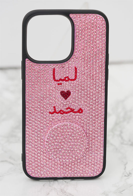 Pink Phone Grip Design with your Arabic Initials (Design #176)