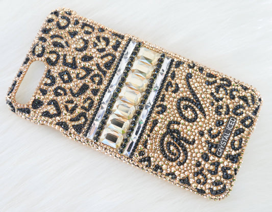 Leopard Luxe with your Initials made with Crystals (Design #233) - Crystal Iced