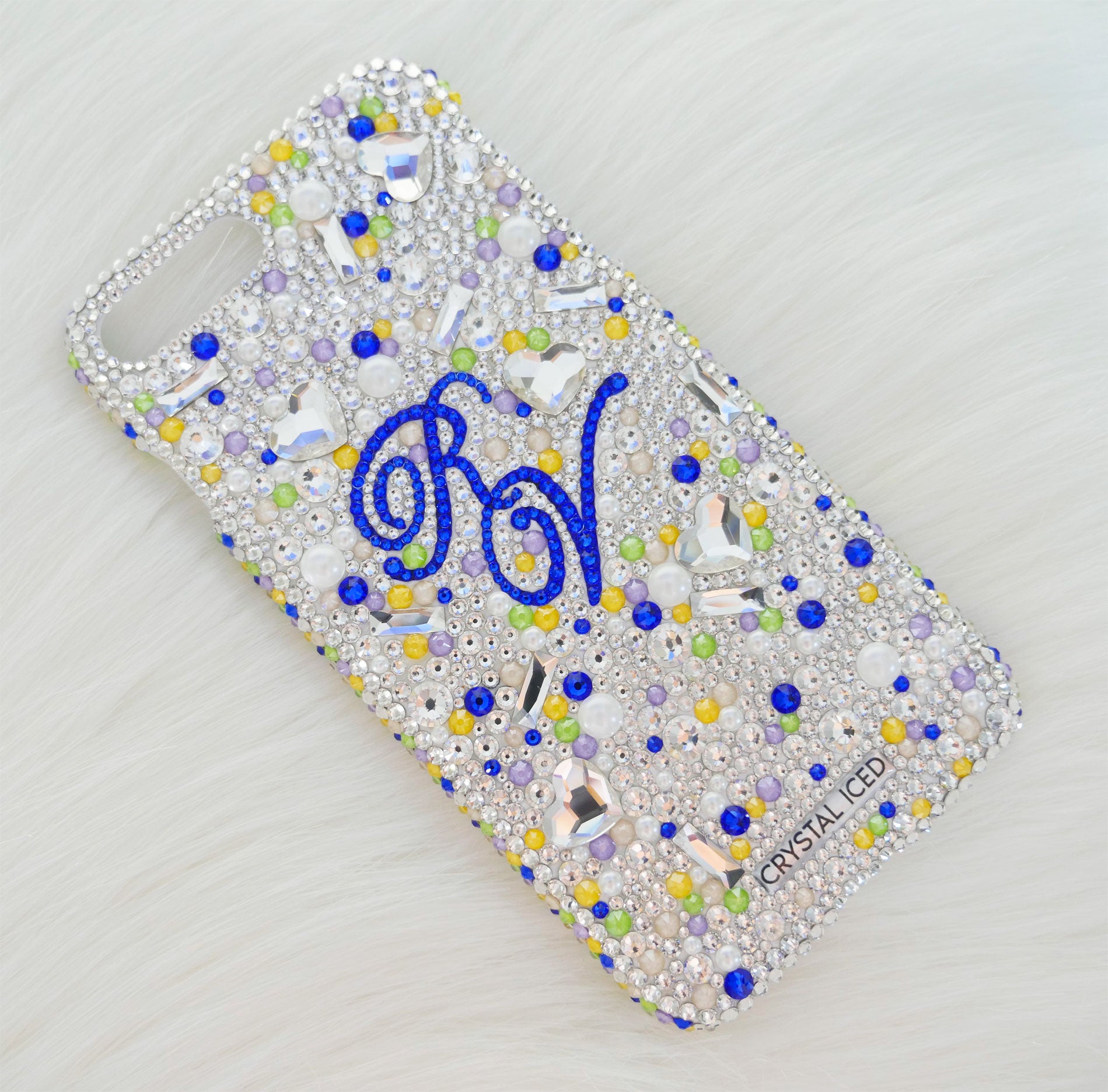 Amour "Multi" with your Initials Made with Crystals (Design #242) - Crystal Iced