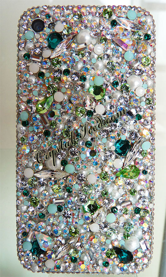 Diamant et Perles "Green" made with Crystals (Design #560) - Crystal Iced